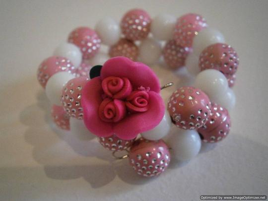 pink rose beaded bracelet made during Little Princess Party